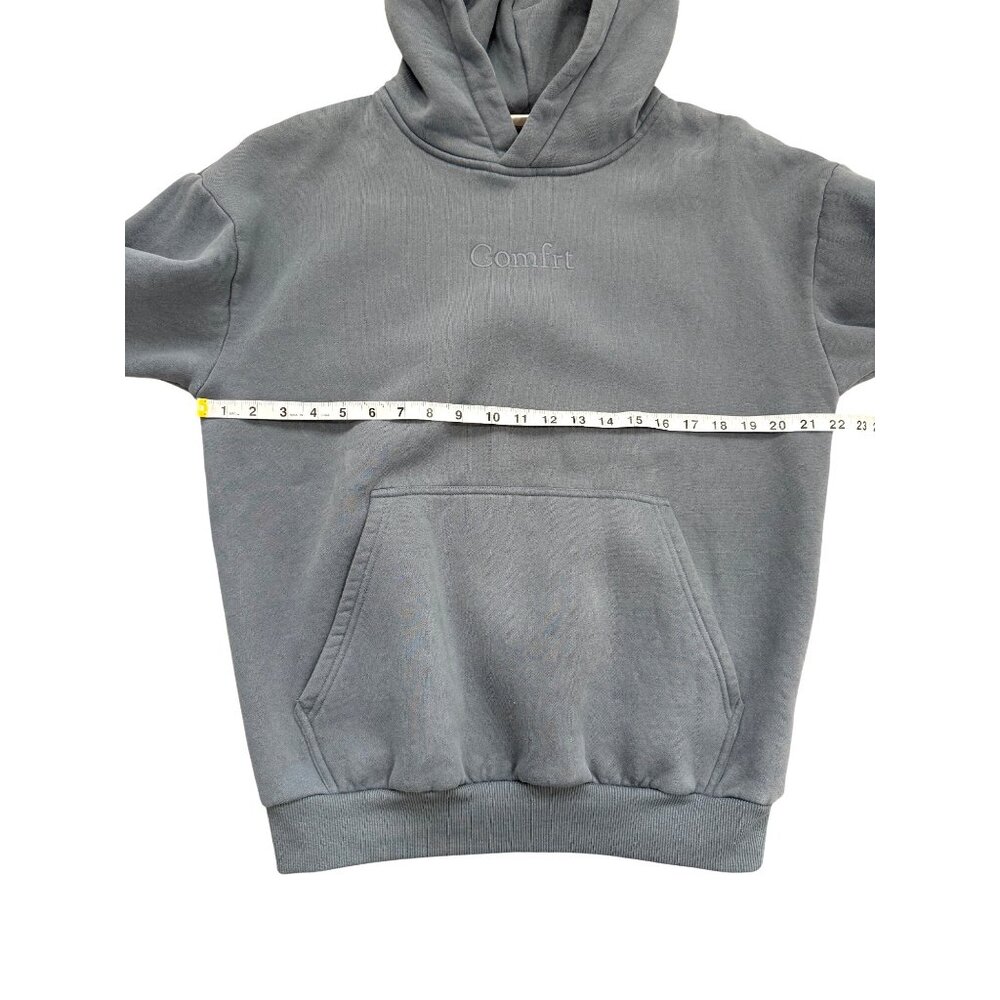 Comfrt Hoodie Blue Gray Fleece Pullover Oversized Unisex Sweatshirt Size S - Picture 5 of 7